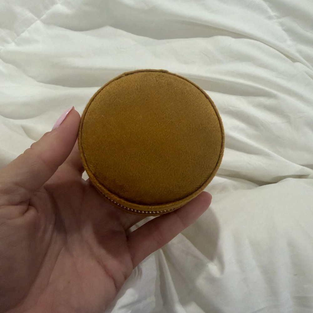 Round Mustard Velvet Jewelry Case